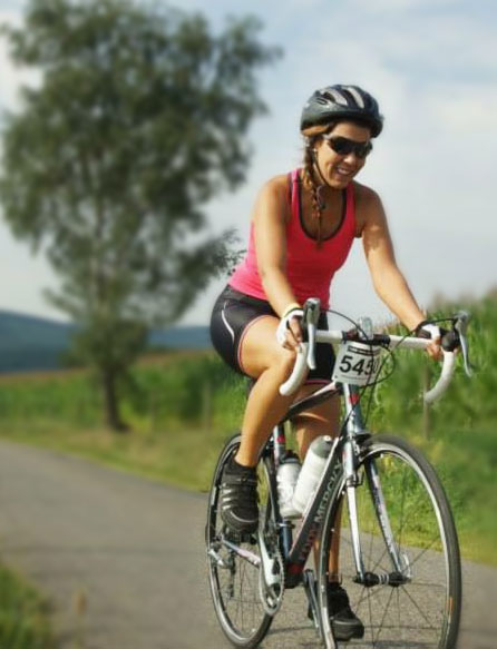 Kathy op de fiets